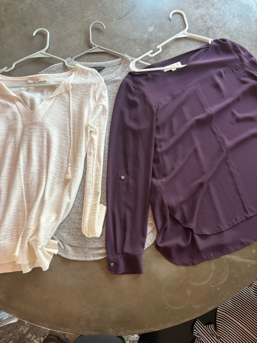 LOFT Purple Blouse and Neutral Knit Tops